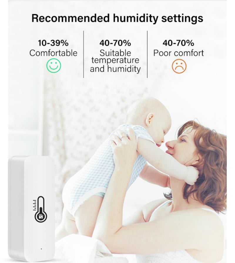 Tuya Smart ZigBee Temperature and Humidity Sensor Air Humidity Battery Powered Thermometer for Alexa Google, Smart Home Security