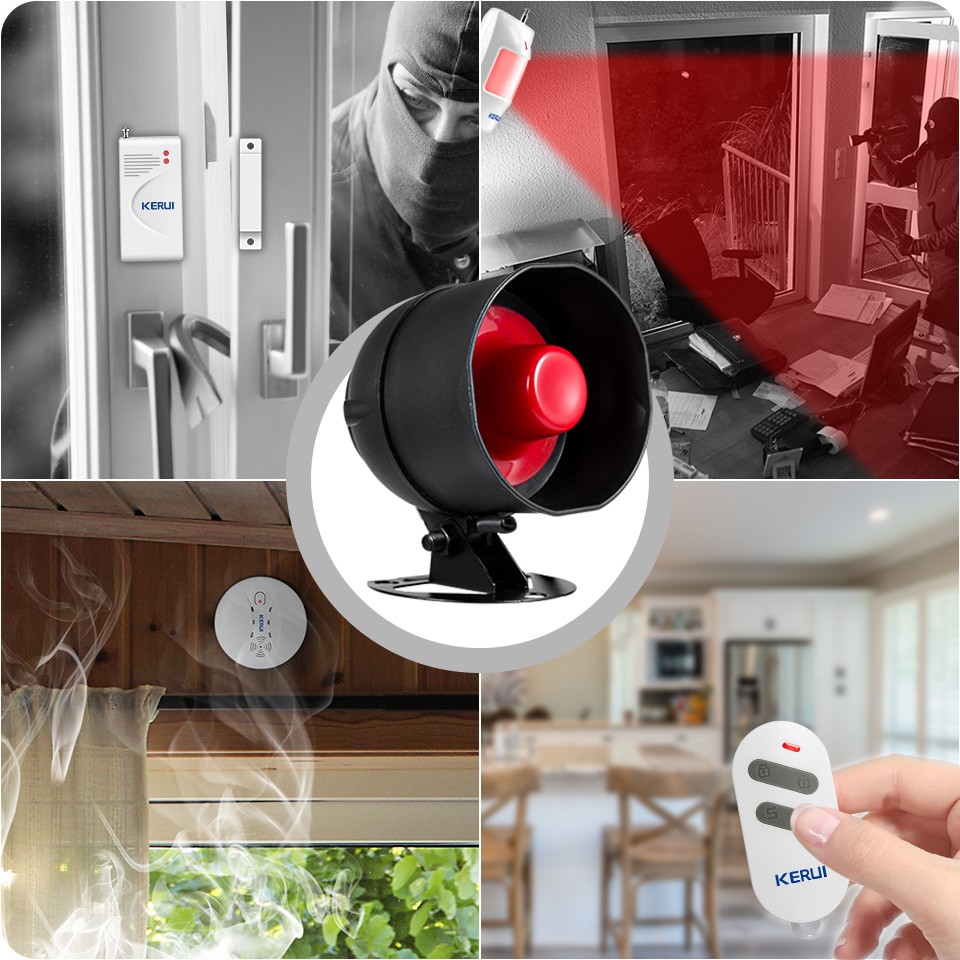 2022 KERUI cheap upgrade standalone wireless home security alarm system kit siren horn with motion detector for burglars 110db