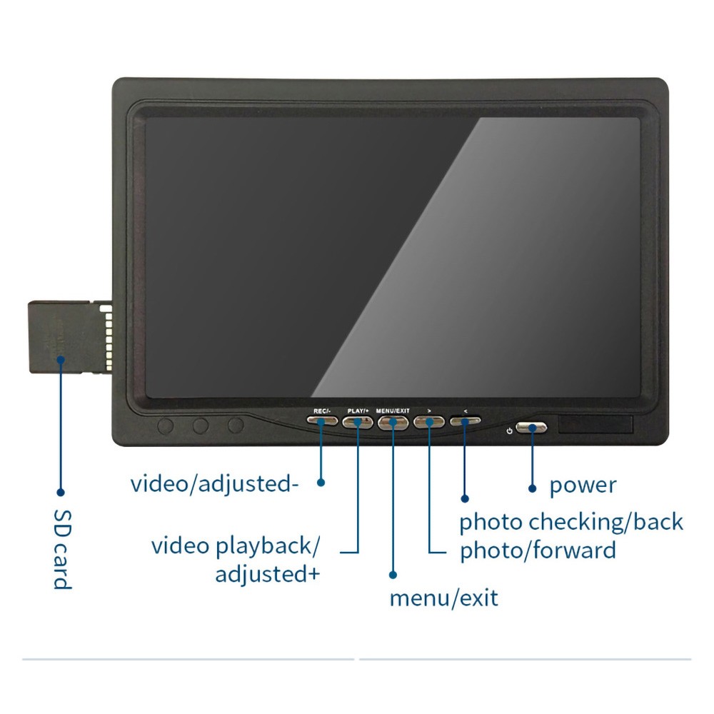 7 inch TFT LCD Monitor Display with DVR Video Recording Function 8GB SD Card Fit Underwater Camera Industrial Endoscope WP70 WP71