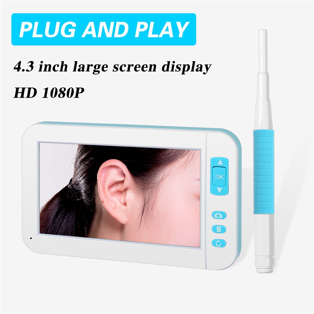 P20 1080P Ear Cleaner Screen 3.9MM Otoscope Endoscope Camera 4.3 inch HD Screen Camera Otoscopio digital Ear Monitor Earpick