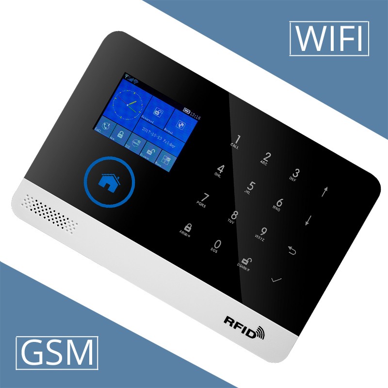 2022 Newest Wireless Home Security Tuya WIFI GSM SIM Card EN RU ES PL DE Switchable Smart Alarm System Tuya APP RFID Remote