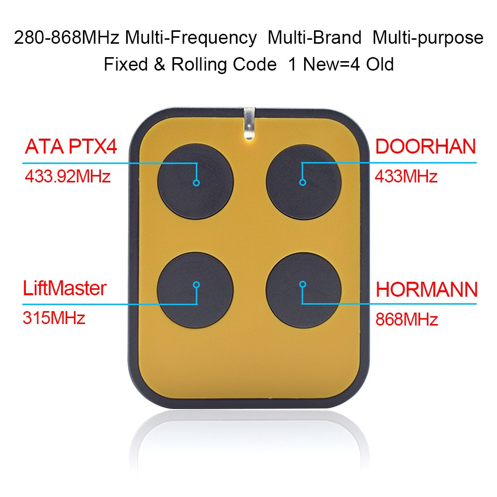 Universal 280-868MHz Garage Door Multi Frequency Garage Door Remote Control Gate Duplicator 433MHz 868MHz Fixed Order Rolling Code New Arrivals