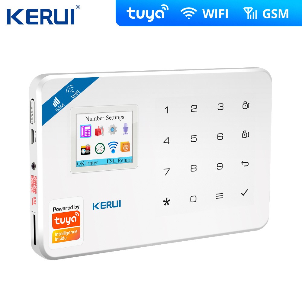 2022 Kerui Tuya W18 Wireless WiFi Home Alarm GSM IOS Android APP Control LCD GSM SMS Burglar Home Security Alarm System