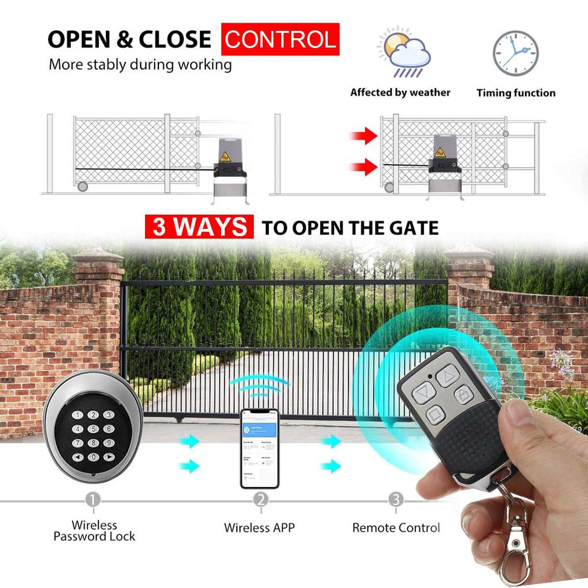 2022 750W Electric Sliding Gate Opener Kit AC Motor Gate Automatic Door Operators Heavy Duty Garage Door Opener Kit With