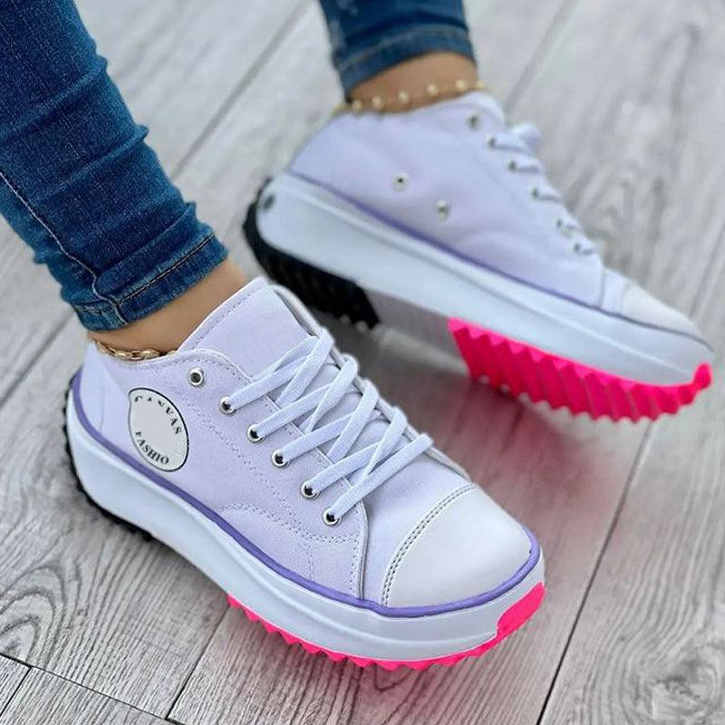 2022 Spring Low-top Sneaker Women Shoes Thick-soled Candy Color Flats Canvas Shoes Female Lady Platform Sneakers Dropshipping