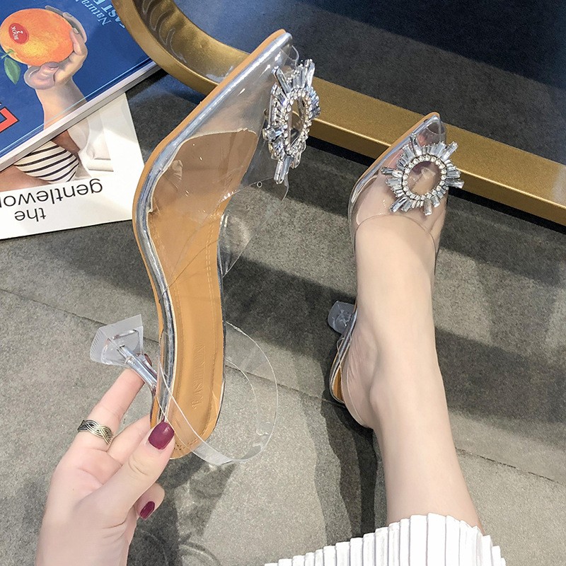 Luxury Women Pumps 2022 Transparent High Heels Sexy Pointed Toe Slip On Party Wedding Brand Elegant Shoes For Lady Size 34-43