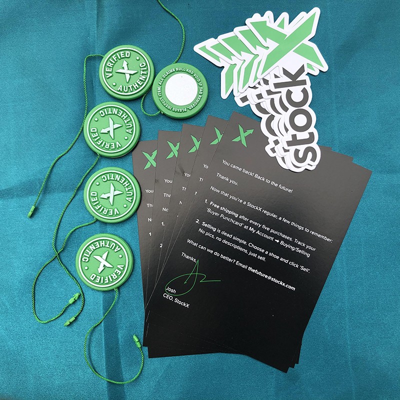 5sets/lot 2020 Stockx Green Tag Circular Tag Rcode Flyer Stickers Plastic Shoe Buckle Verification X Tag Authentic