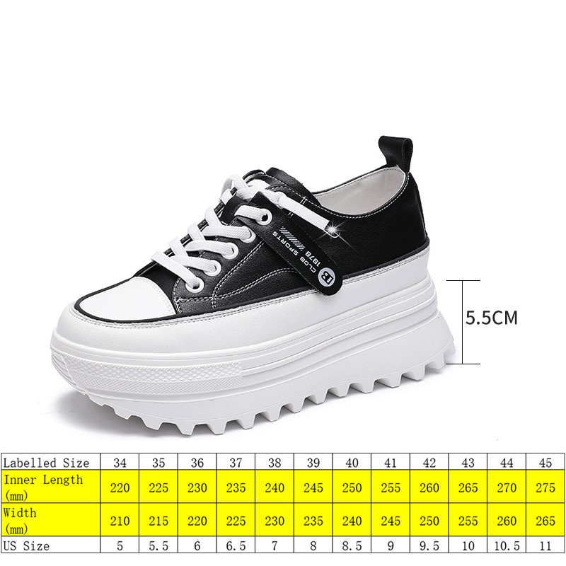 Fujin 5.5cm Genuine Leather Platform Chunky Wedge Shoes Sneaker White Casual Shoes Comfortable Breathable Spring Autumn Shoes