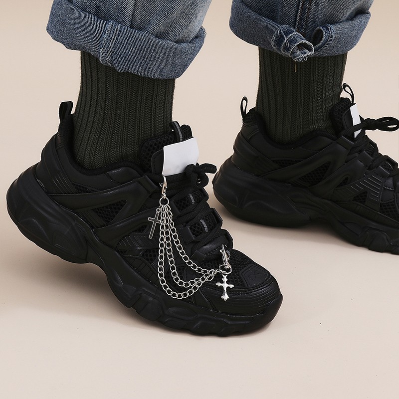 Hip Hop Trendy Anklet Chain Unisex Cross Tassel Necklace Boot Shoes Chains Sliver Fashion Punk Style Shoe Chain Party Jewelry