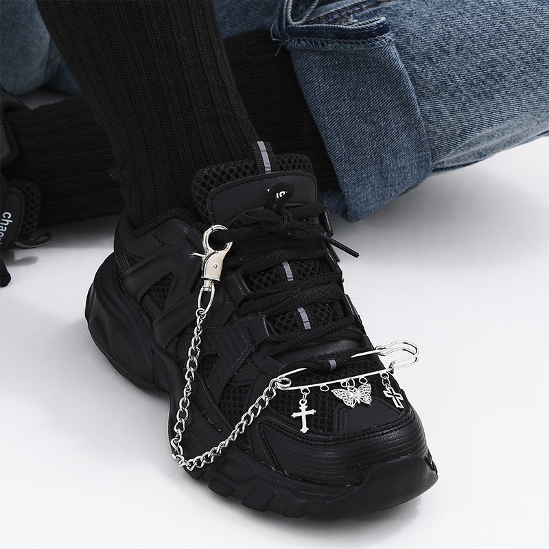 INS Fashion Charm Cross Tassel Necklace Boot Chain Jewelry for Women Unisex Trendy Hip Hop Anklet Chain Jewelry Party Gift