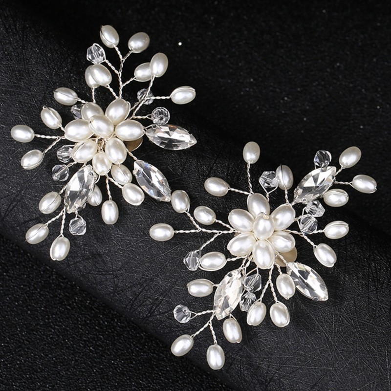 2pcs/pair Elegant Fashion Rhinestone Pearl Shoes Clips Female Flower Dress Hat Wedding Party High Heels Charm Ornaments