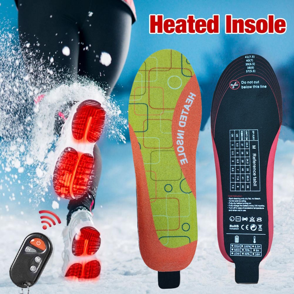 USB Heated Shoe Insoles Feet Warm Sock Heating Pad Electric Thermal Insoles Winter Insole Unisex Wireless Temperature Adjustment