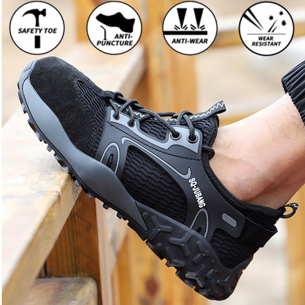 All seasons anti-smashing steel cover men's safety shoes fashion casual wear breathable safety protective work shoes