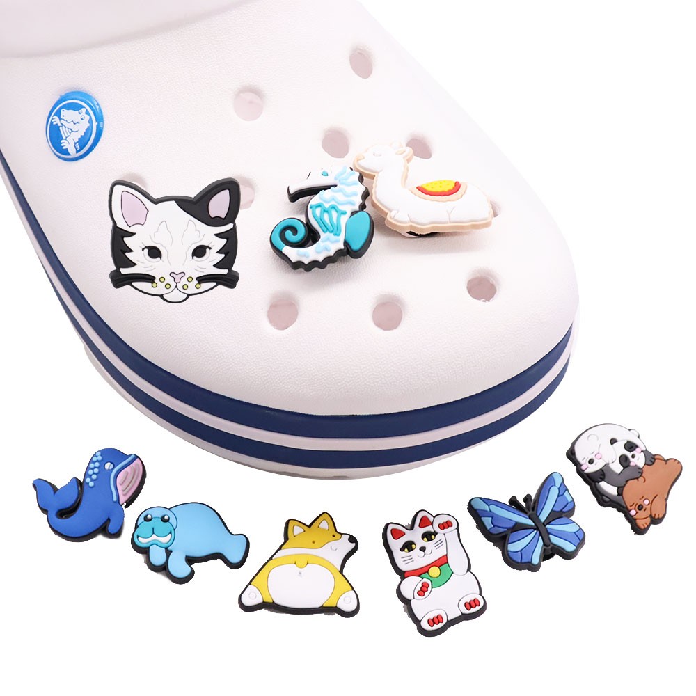 Single Sale 1pc Animals Whale Panda Cat Shoes Charms Accessories Plastic Embellishments Croc jibz Buckle For Kids Christmas Gifts