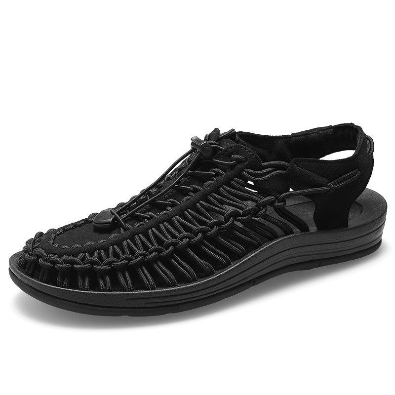 Fashion Brand Sandals Men Handmade Weave Hollow Shoes Outdoor Non-slip Beach Sandals Lightweight Breathable Men's Sandals Plus Size