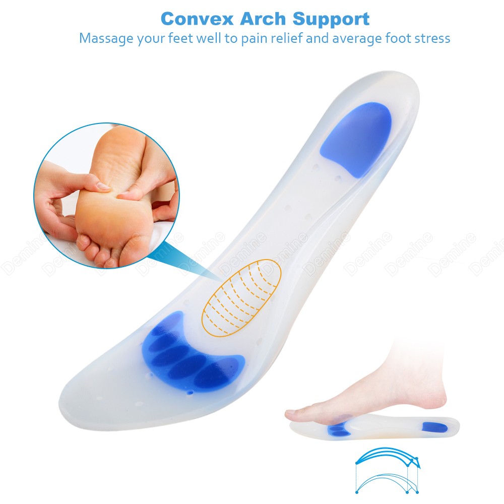 Soft Medical Silicone Arch Support Insoles , Orthotic Plantar Fasciitis Pads