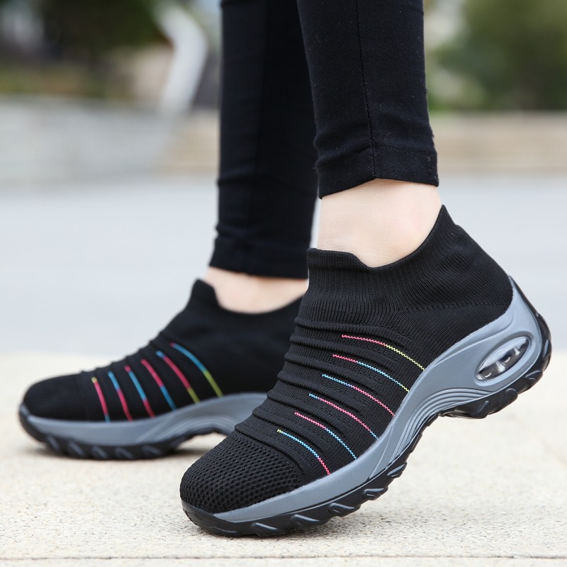 Women Casual Shoes Air Cuvulin Sock Sneakers Increase Walking Shoes Elasticity Slip On Shoes Mesh Breathable Non-slip