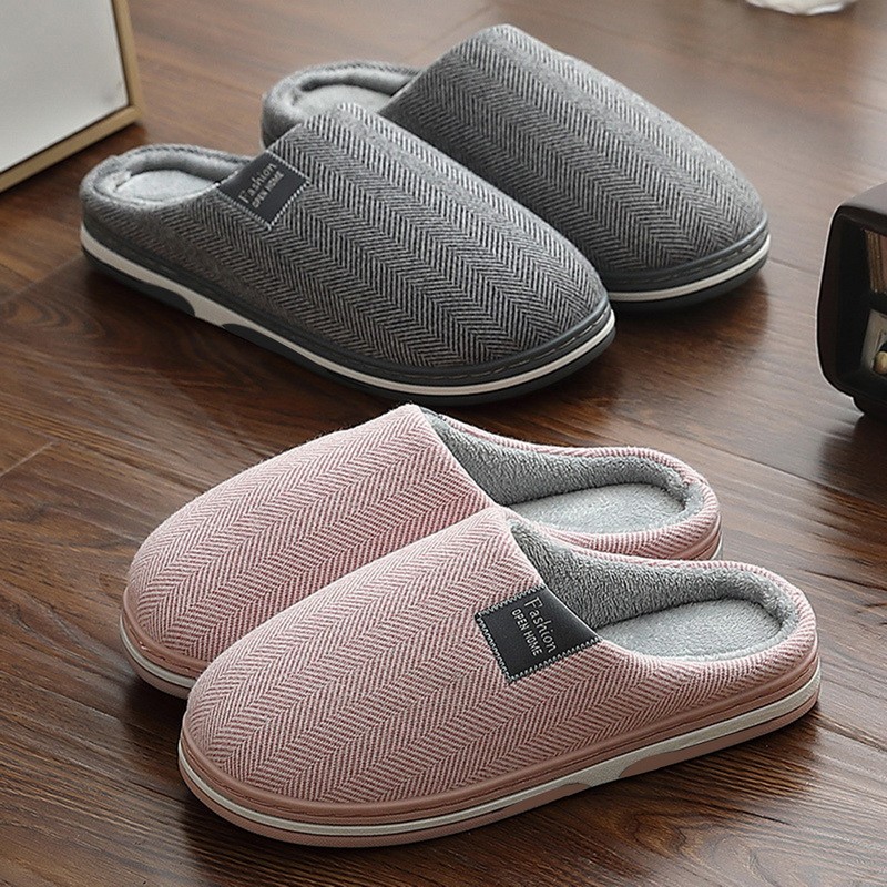 Women Slippers Winter Warm Home Home Soft Non-slip Slippers Men Plush Shoes Thick-soled Warm Plush Slippers Bedroom Fur Slides