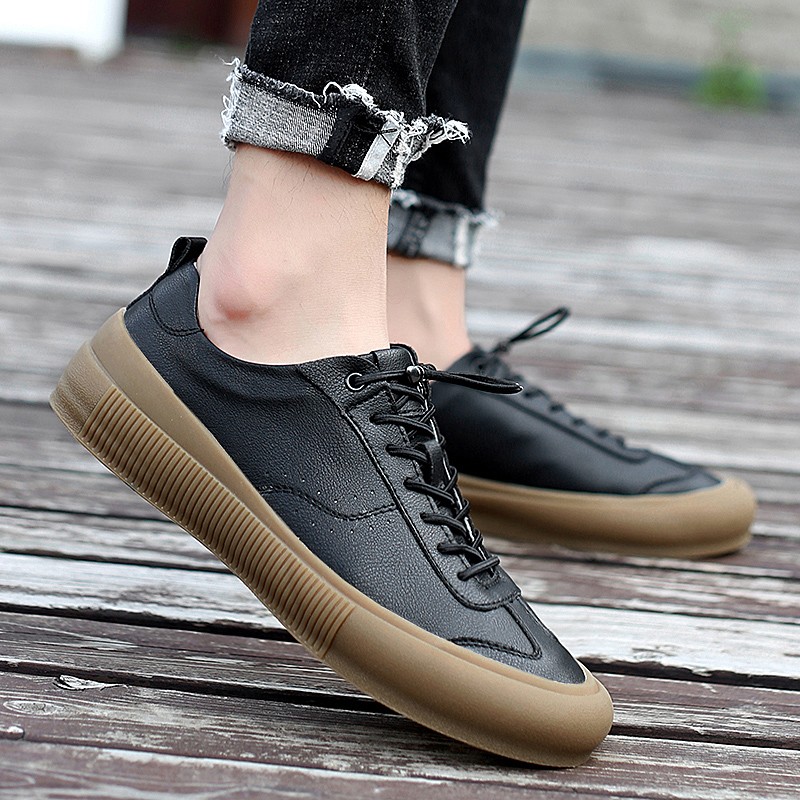 Men's formal shoes fashion sneakers non-slip genuine leather outdoor comfortable stylish low-cut casual flat sneakers