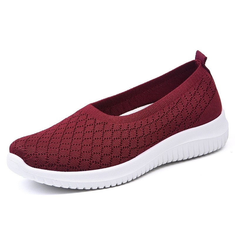 Fashion Flat Shoes Women Casual Comfortable Lightweight Soft Sole Slip Mesh Women Shoes Breathable Mom Shoes Wedge Sneakers