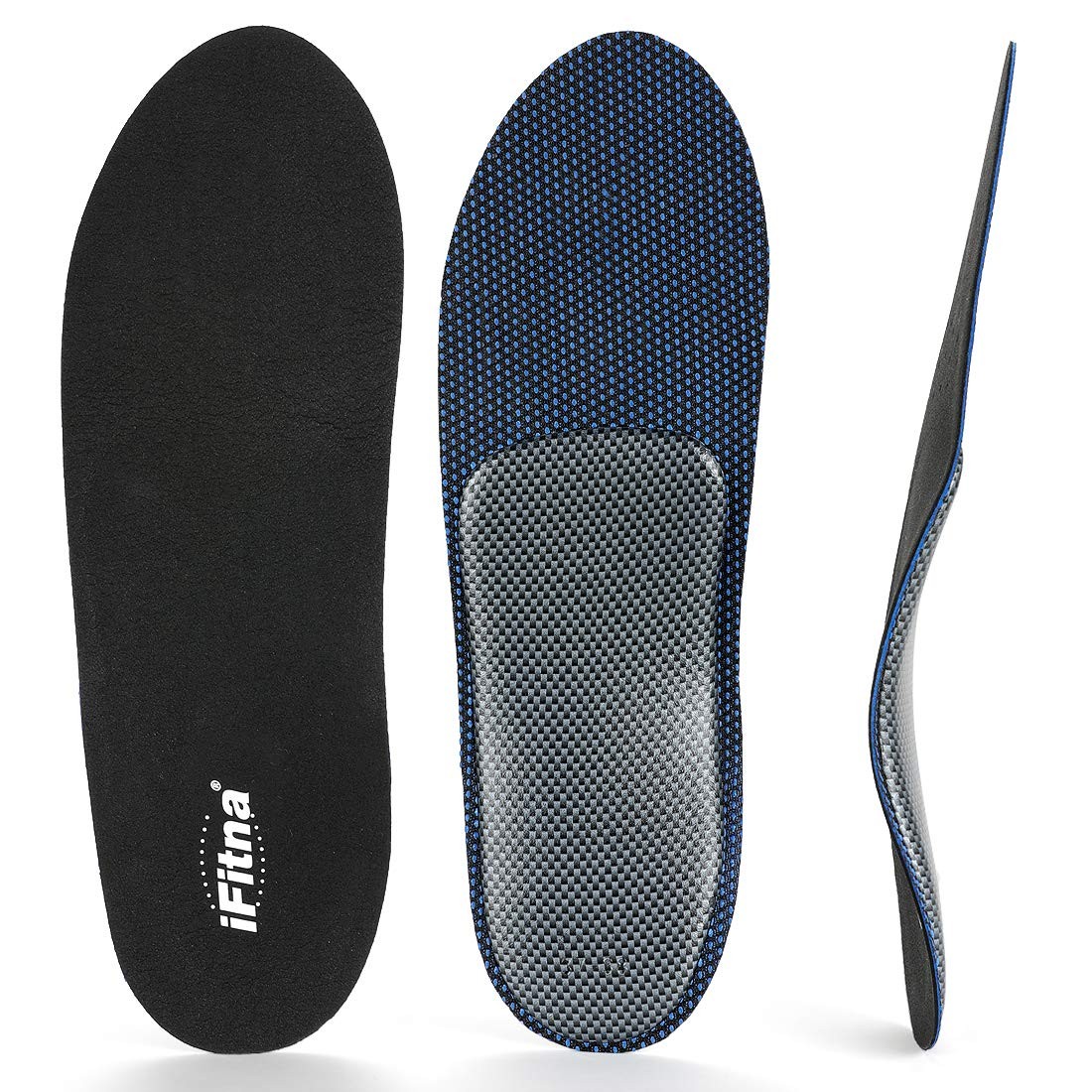 IFitna Flat Feet Arch Support Orthotic Leather Insole Ultra-thin Elastic Insert Men Dress Shoe Sole Replacement Heel Pain