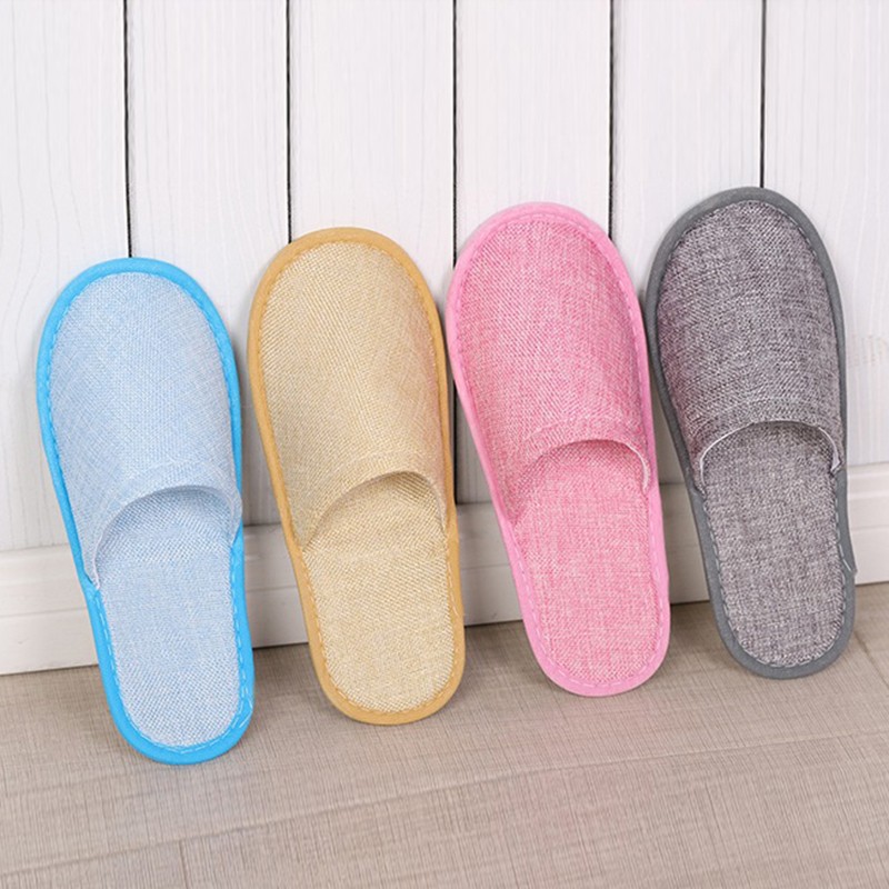 1 Pair Hemp Slippers Simple Men Women Hotel Travel Spa Portable Folding House Disposable Home Guest Indoor Slippers Plus Size