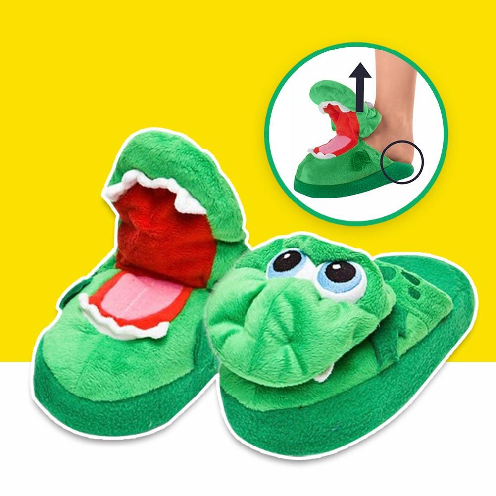 Winter Warm Indoor Slippers Shoes Funny Winter House Slippers Open Mouth Crocodile Unisex Shoes Animal Shaped Carpet Slippers