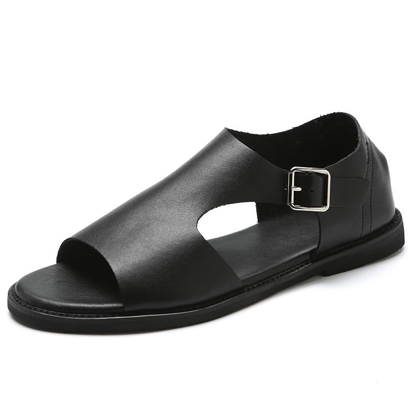New summer men sandals leisure beach men casual shoes genuine leather men sandals buckle mens roman sandals