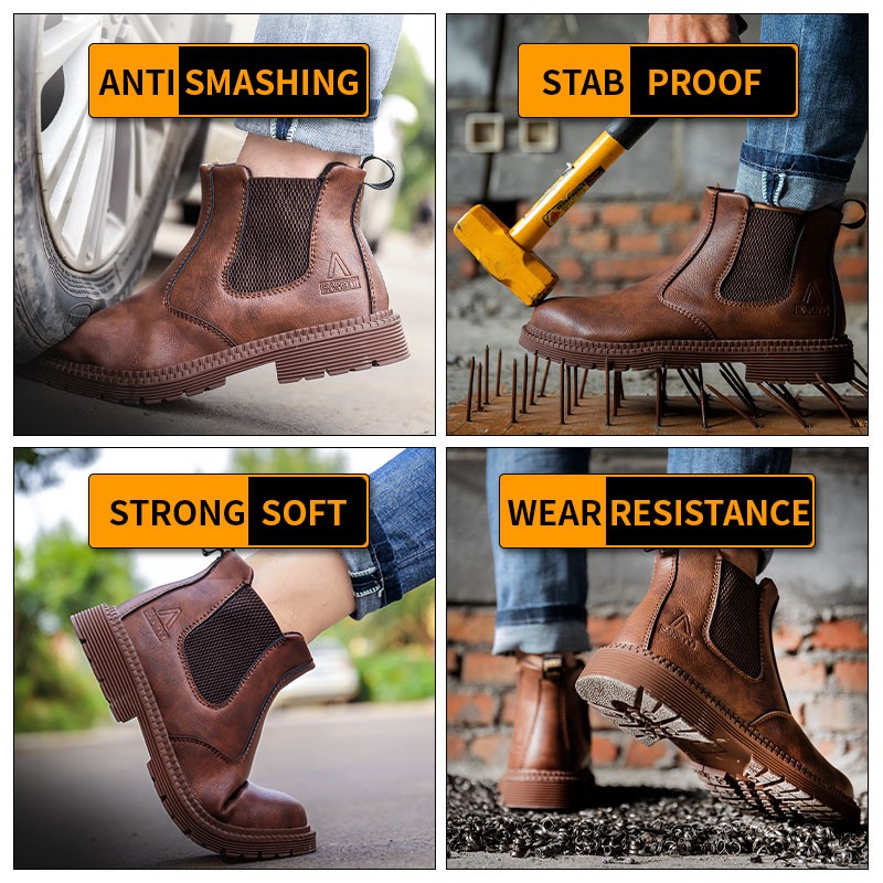 Anti-smashing safety shoes wear high-grade safety shoes men's safety shoes waterproof oil slip protective safety shoes