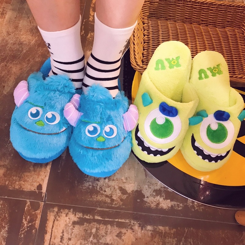 Indoor Cute Mike Soleil Warm Slippers Gril Plush Kids Furry Anime Character Winter Warm Non-slip Children Home Christmas Slippers