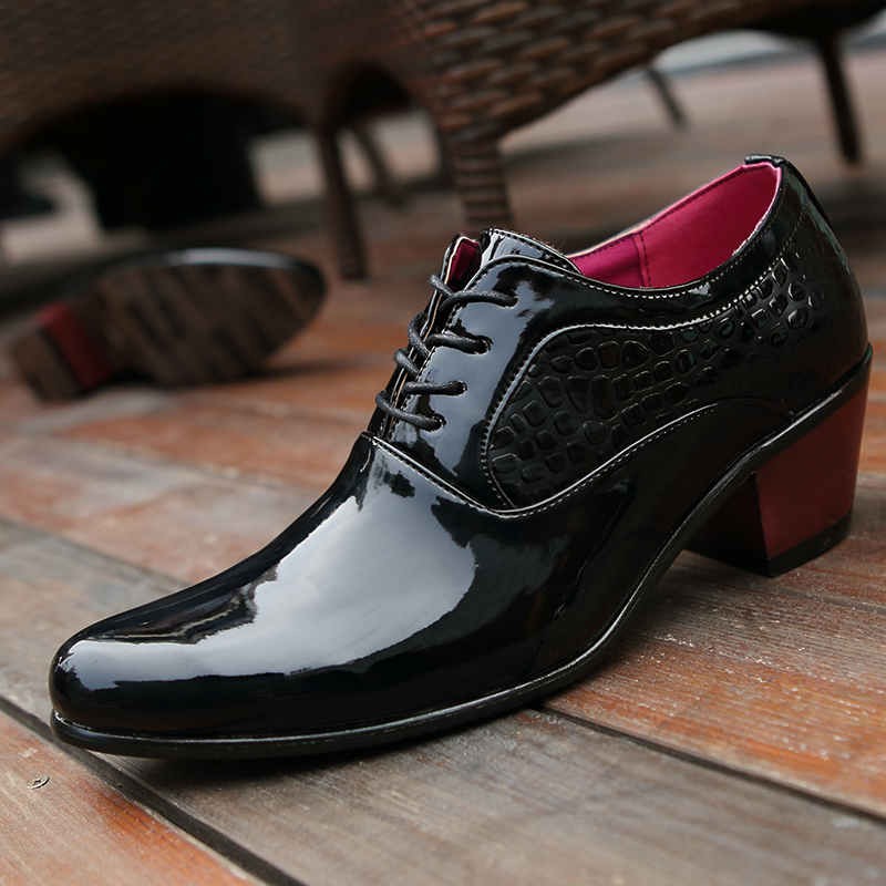 Men Wedding Sneakers Increase Leather Shoes Men Oxford Platform Shoes Pointed Toe Work Shoes High Heel Dress Sabatos G16