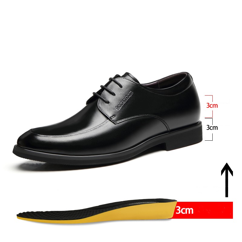 Men Leather Shoes Elevator Shoes Height Increasing Shoes Height Increasing Shoes Insole Height Increase 6/8cm Black Height