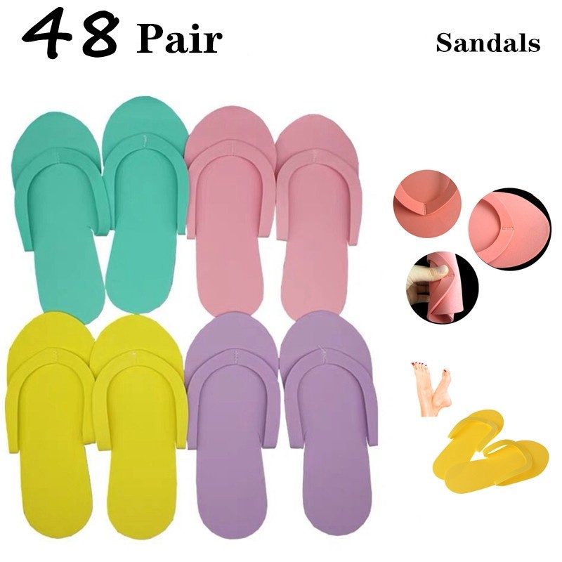 Girseabi 48 Pairs Disposable Slippers Portable Travel Foam Shoes EVA Sandals Beach Spa Flip Flop Hotel Nail Salon Pedicure Tools