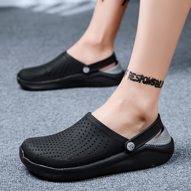 Beach Sandals Unisex Men Hole Shoes Lightweight Breathable Casual Slippers Swimming Walking Anti-slip Flip Flops Soft Sandals