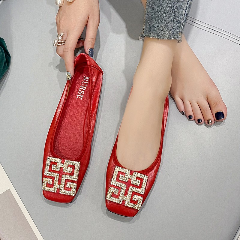 Plus Size Women Flats Candy Color Shoes Woman Loafers Square Toe Slip-on Fashion Flat Casual Shoes Woman Zapatos Mujer Size 43