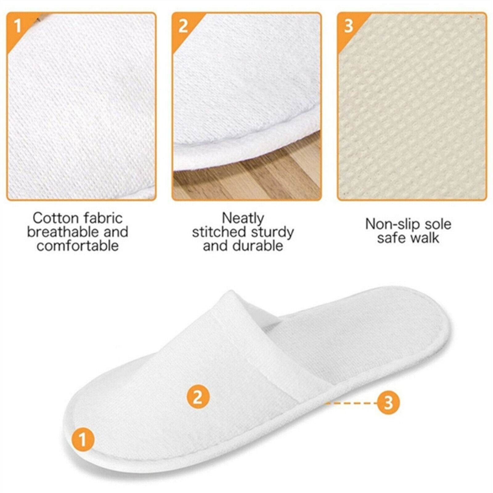 30 Pairs of Disposable Slippers, Soft Touch A+ Quality Closed Toe, Suitable for Hotel, Spa Guests, Travel Men and Women (White)