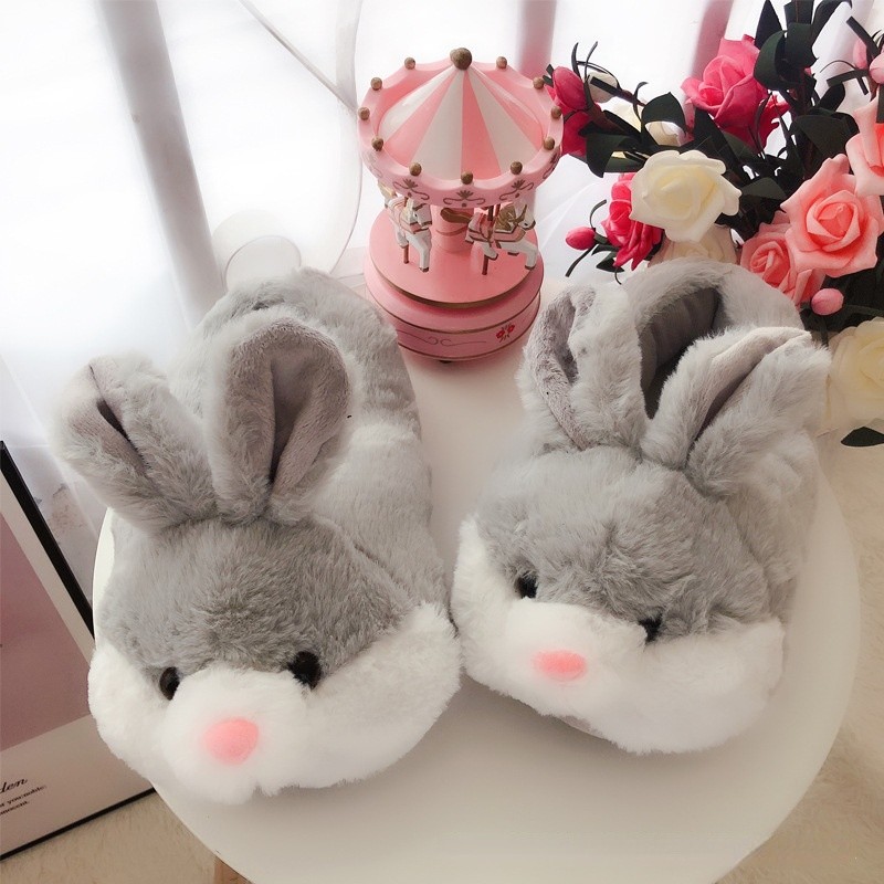 Women Fluffy Women Slippers Cute Cartoon Pink Rabbit Couples Fur Slides Bedroom Indoor Warm Rabbits Plush Ladies Casual Shoes loro piana shoes