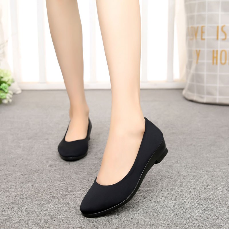 Black Ballet Shoes Women Office Work Boat Shoes Canvas Moccasin Shoes Pregnant Women Loafers