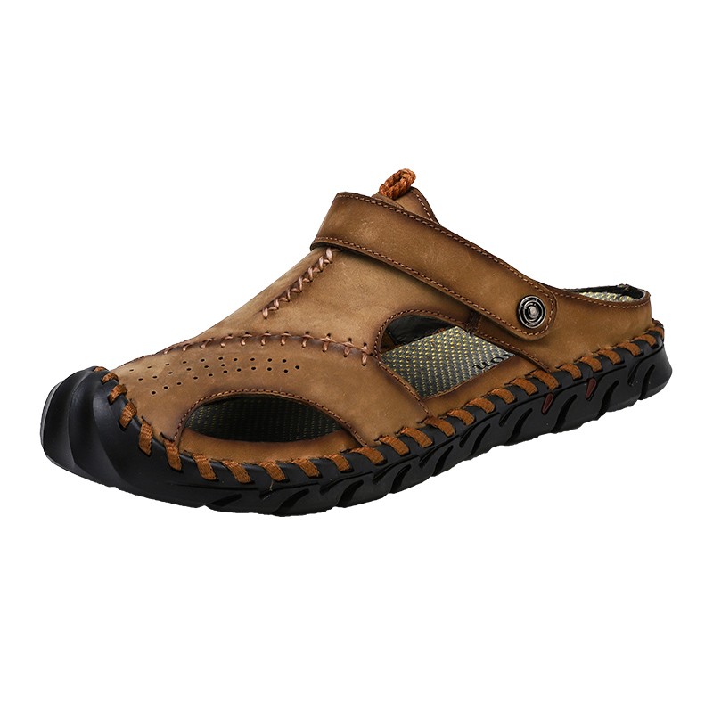 New men sandal plain soft comfortable men summer leather men slippers men roman summer outdoor beach sandals plus size 38-48
