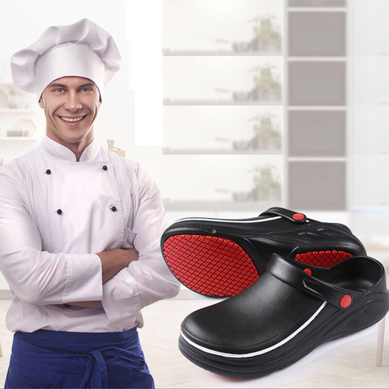 EVA Unisex Slippers Non-slip Waterproof Oil-proof Kitchen Work Cook Shoes for Chef Master Hotel Restaurant Slippers