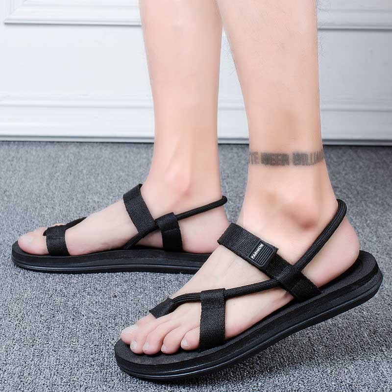 Men Sandals Summer Beach Outdoor Slippers Personality Indoor Couple Casual Shoes Black Velcro Non-slip Men Flip Flop Pantuflas