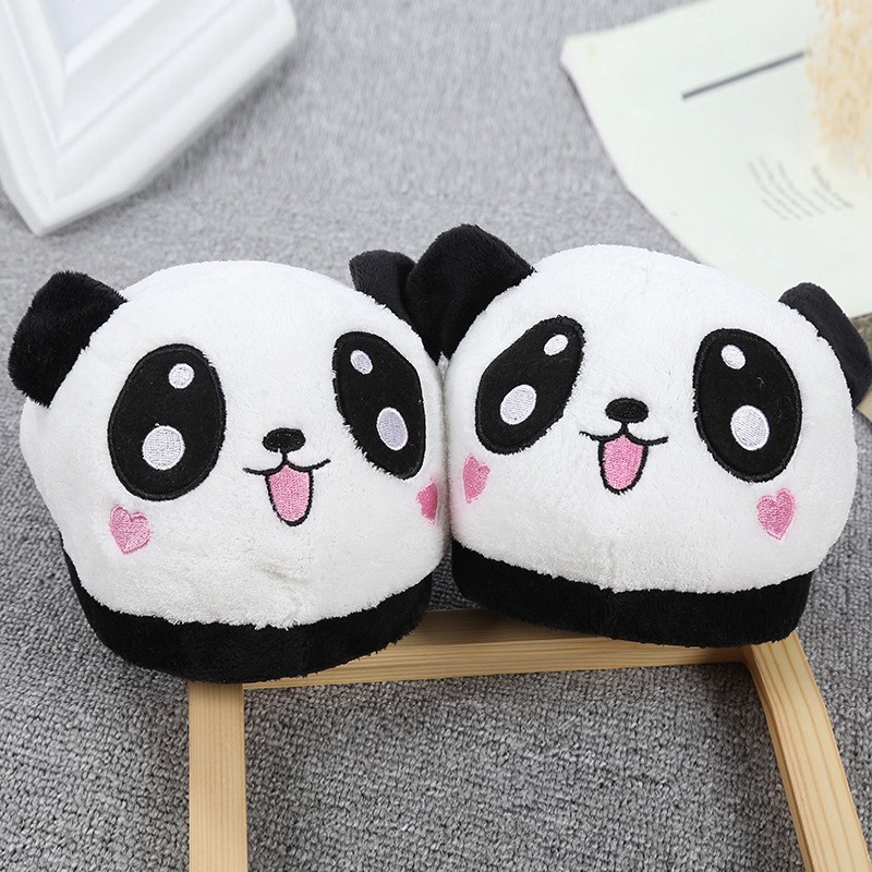 SIMLOVEYO Winter Indoor Panda Slippers Flat Furry Home Cartoon Women Slippers Unisex Couple Animal Warm Non-slip Shoes T389b