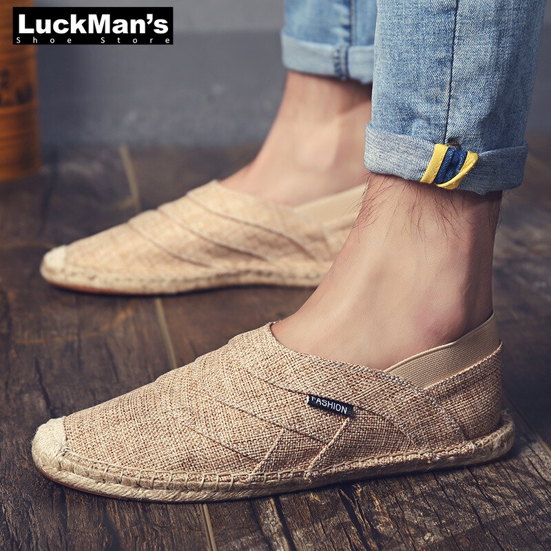Men's Canvas Espadrilles, Casual Shoes Without Lace-up, Breathable, Handmade, Large Size 45