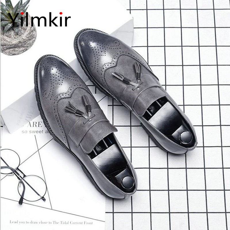 Business office men's formal wear professional all-match flat shoes fashion popular oxford leather party casual walking shoe