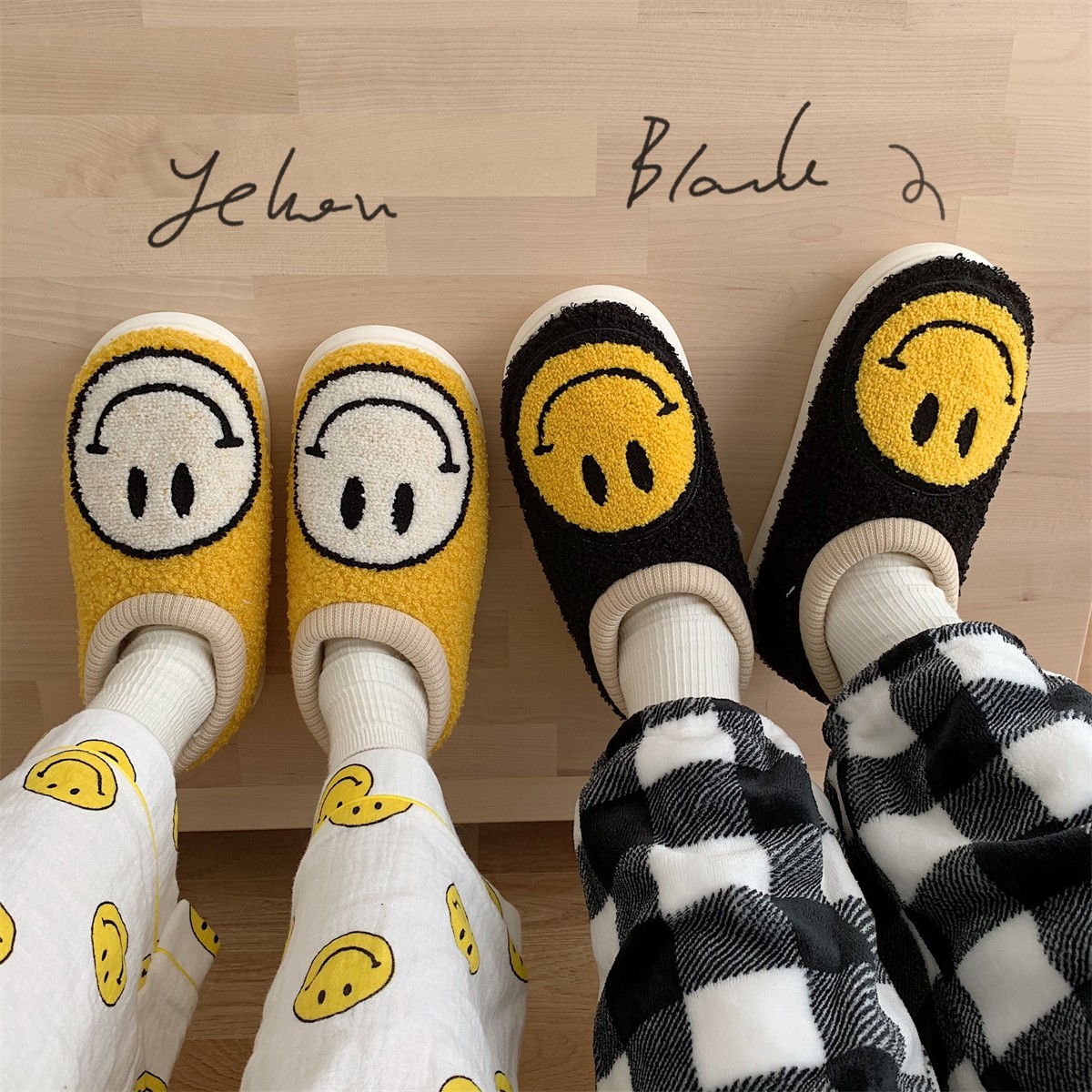 2021 lovely smile cotton slippers winter warm house thick-soled indoor slippers non-slip outdoor volvi fur slippers women shoes