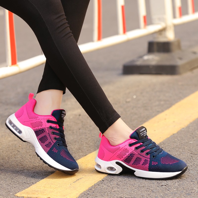 Fashion Women Lightweight Sneakers Outdoor Sports Breathable Mesh Comfort Running Shoes Air Cushion Lace Up