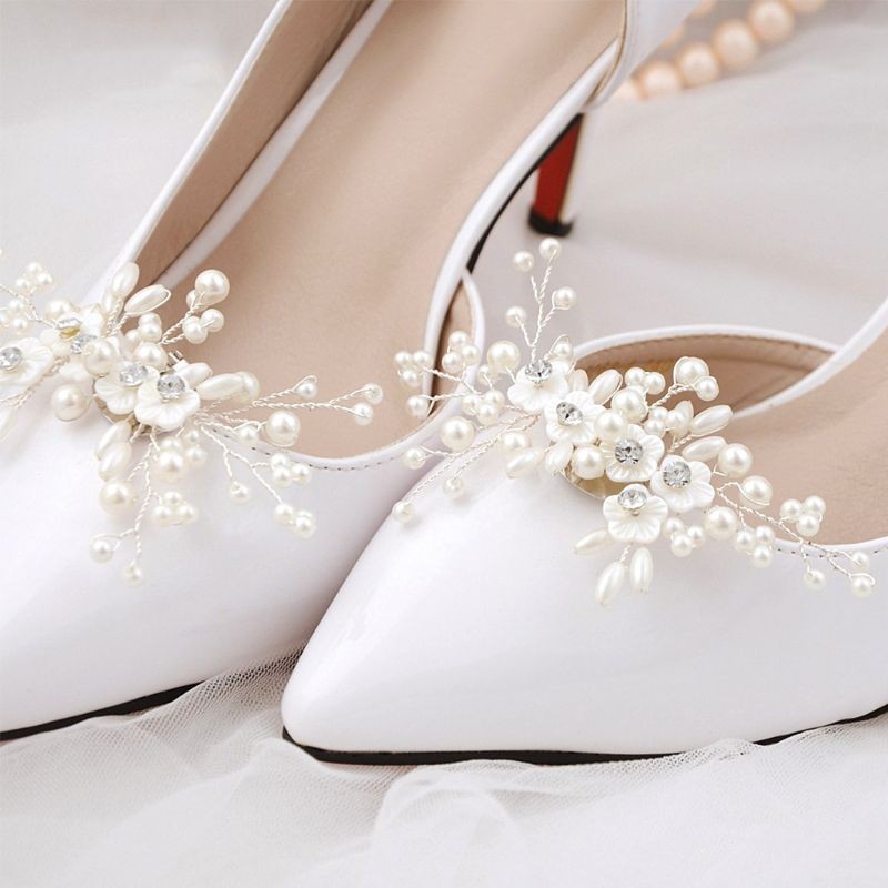 1pc Simulated Pearl Shoe Buckle Floral Beads Elegant DIY High Heel Charms Women Shoes Clips Buckle Fashion Sandals Decoration