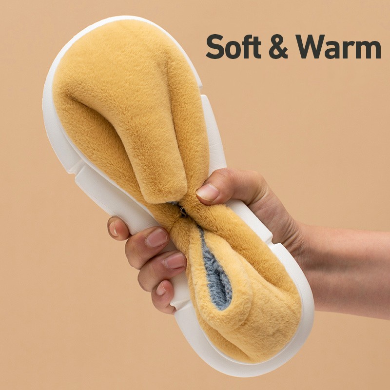 UTUNE Winter Plush Slippers Women Indoor Heel Wrap Men Shoes EVA Anti-slip Thick Sole Platform Shoes Warm Women Slippers Men