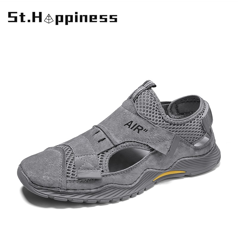 2022 new summer handmade mesh casual sneakers breathable men shoes outdoor beach slip-resistant shoes comfortable men sandals large size