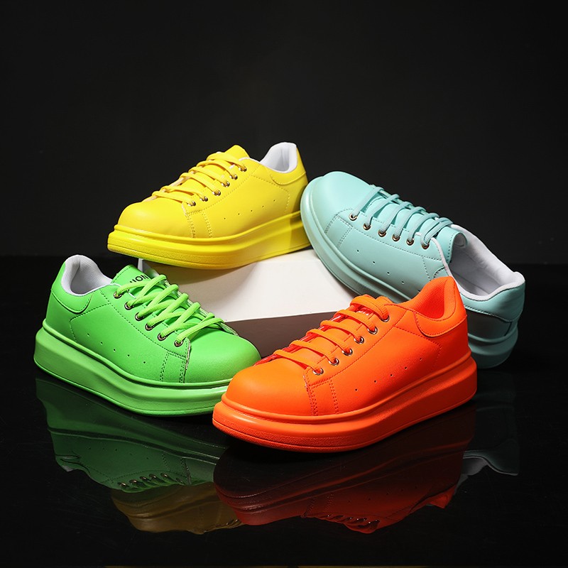 2022 Fashion Women Sneakers Vulcanized Shoes Lover Lace-up Casual Shoes Orange Basket Shoes Breathable Walking Sewing Men Flats